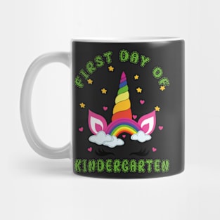 Pretty Unicorn and Rainbow | First Day of Kindergarten Mug